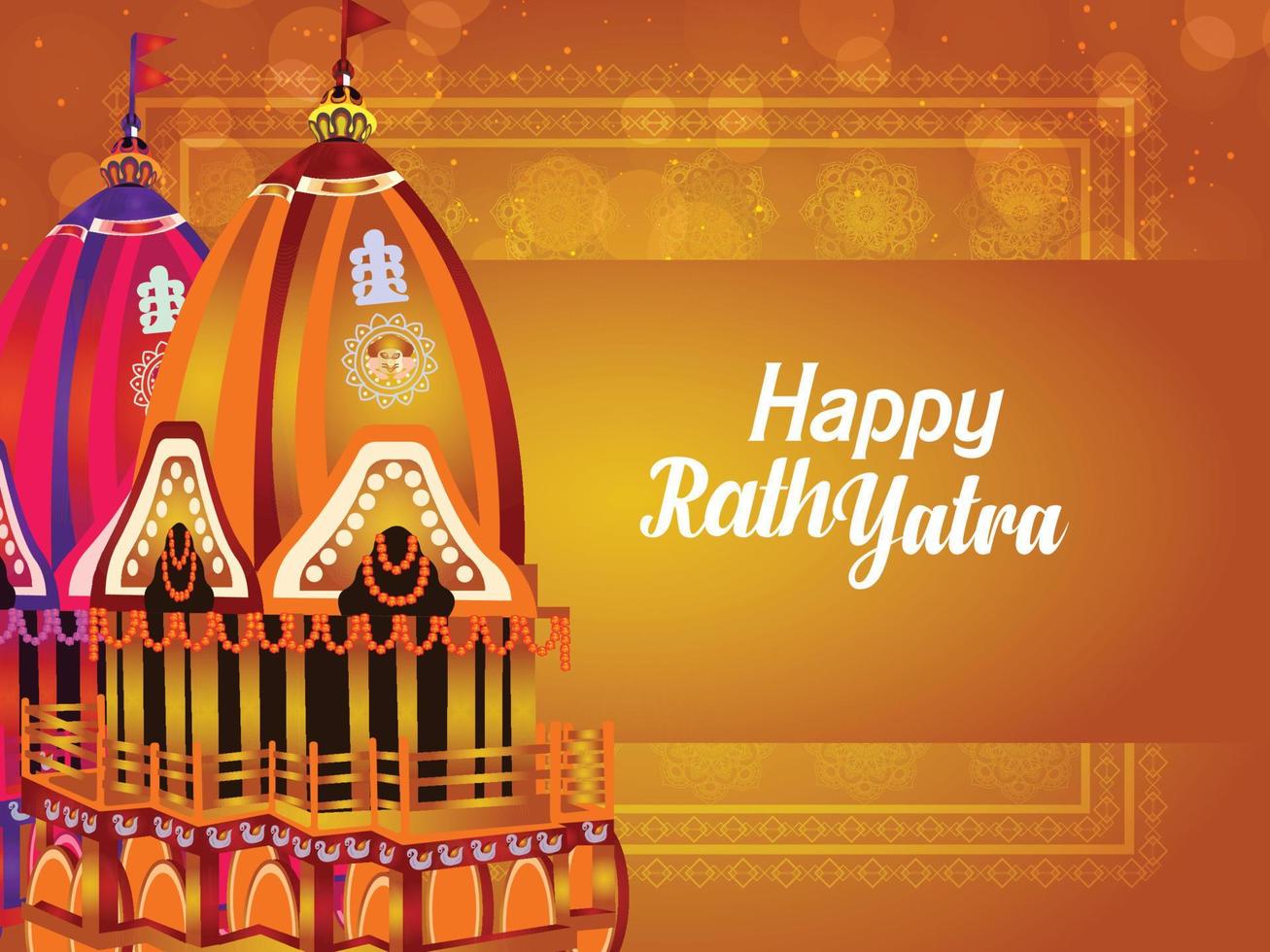 Rath yatra of lord jagannath balabhadra and subhadra festival celebration background vector