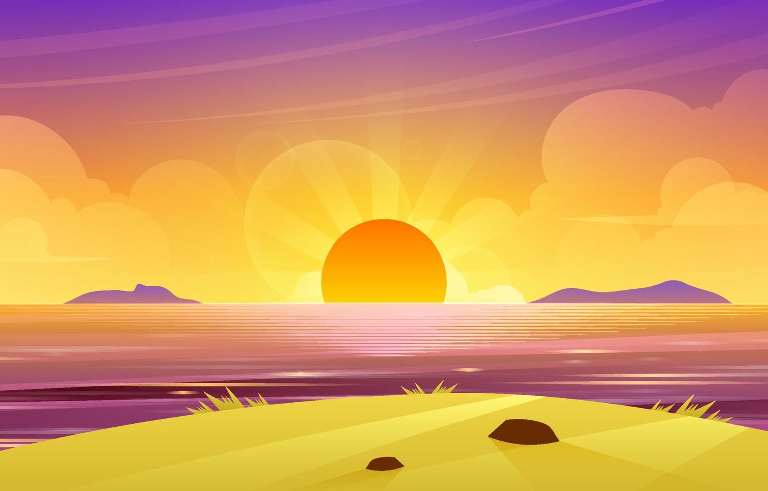 fondo de puesta de sol del océano vector