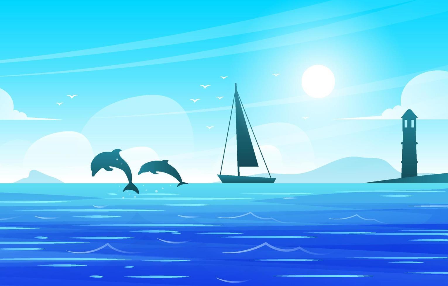 Beautiful Ocean Landscape Background vector