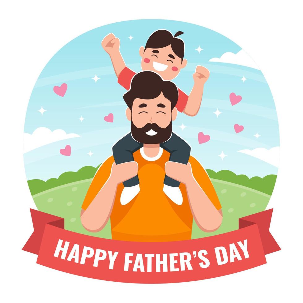 Father and Son Playing Together in Father's Day vector