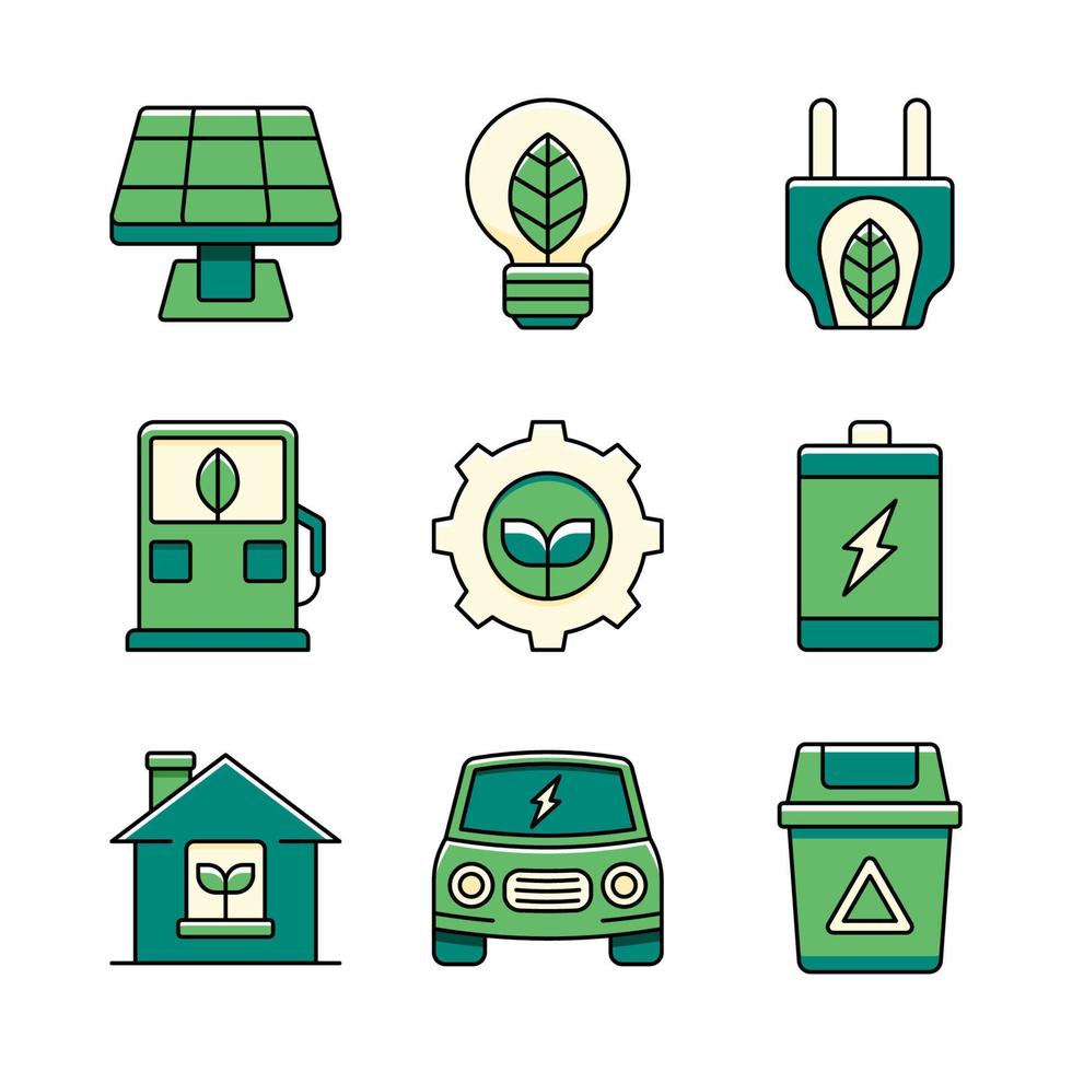 conjunto de iconos de tecnología verde vector