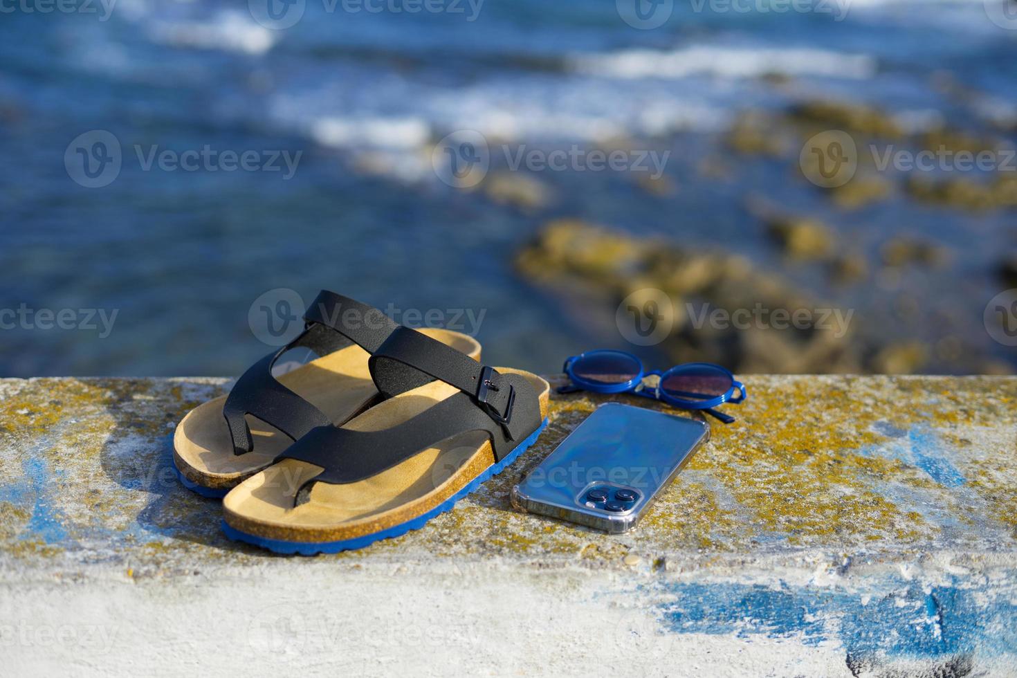 Modern men's summer accessories for beach holidays photo