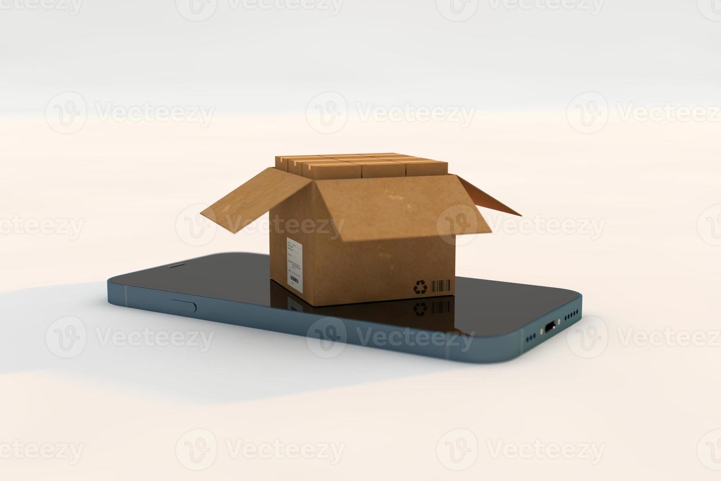 Online delivery phone concept. 3D Render photo