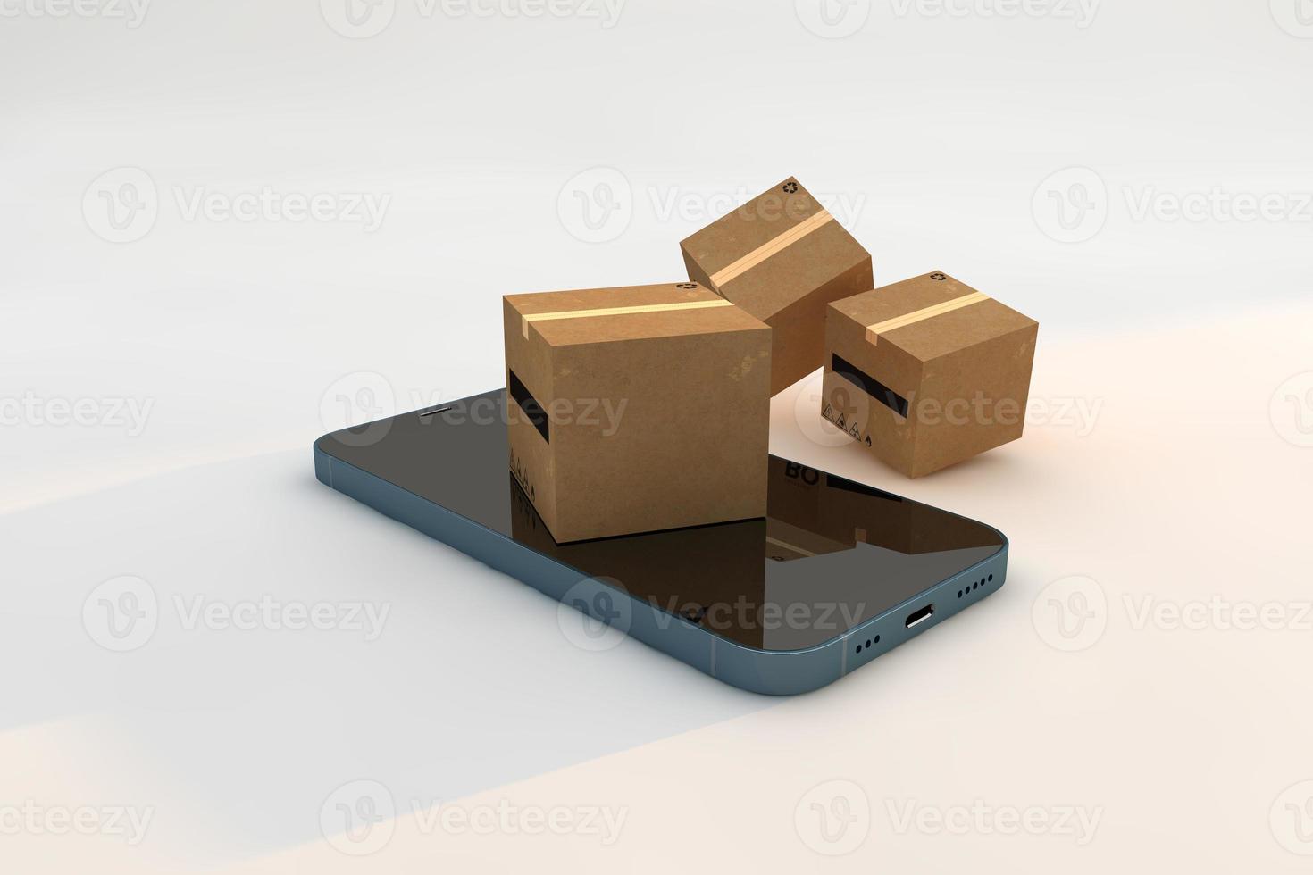 Buy Online directly from your smartphone, 3D Render. photo