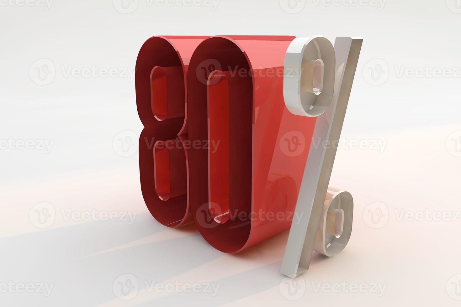 80 percent sign 3d number red. 3D Render photo