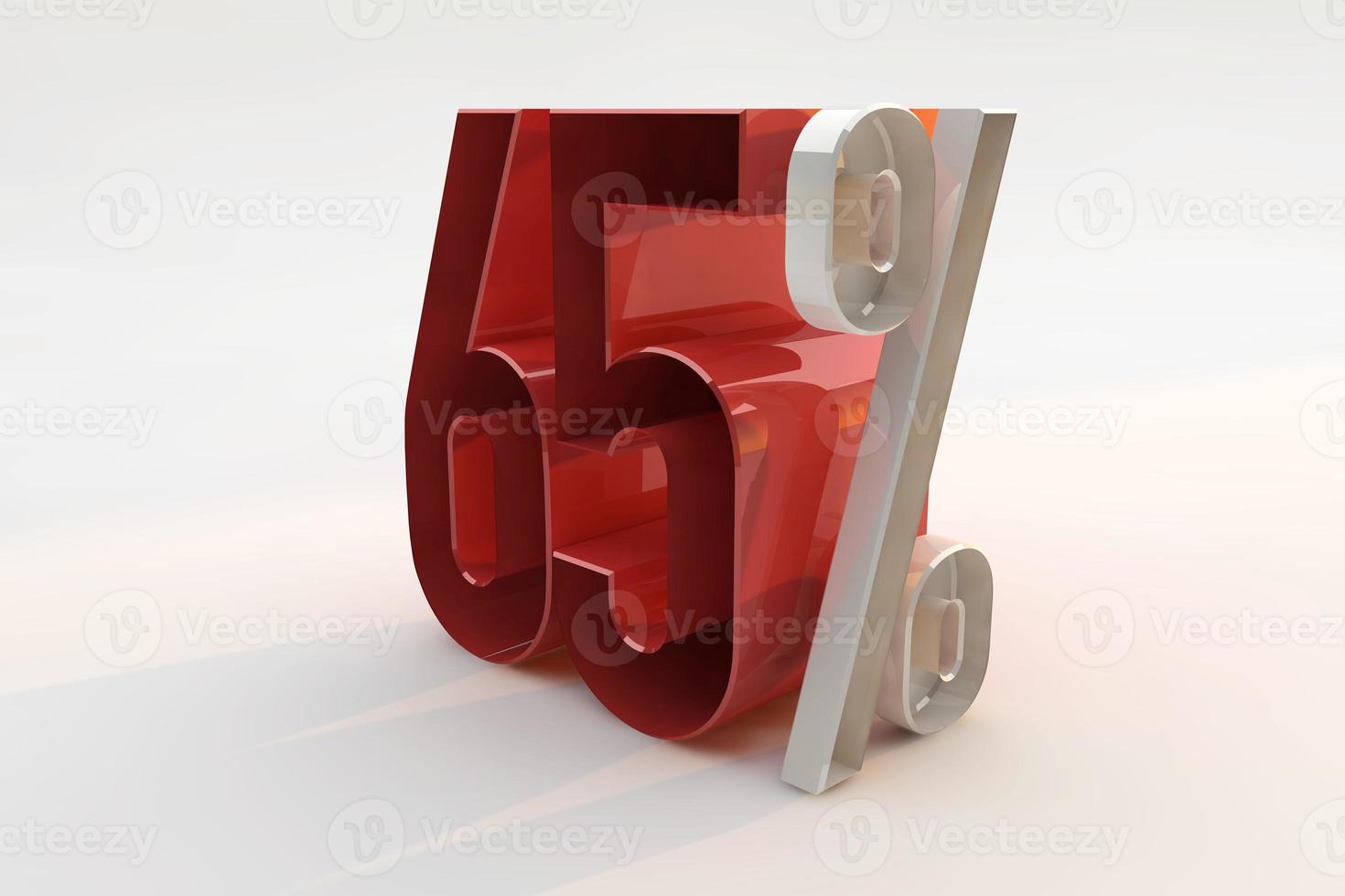 65 percent sign 3d number red. 3D Render photo
