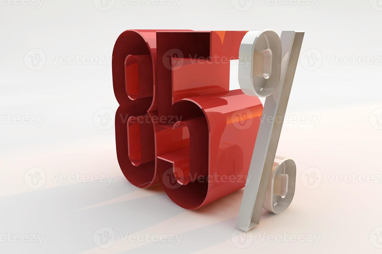 85 percent sign 3d number red. 3D Render photo