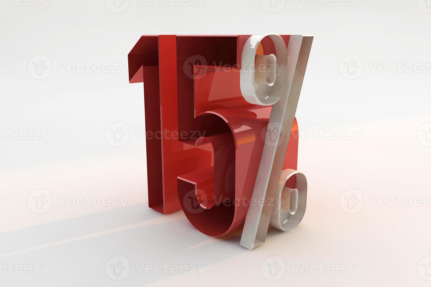 15 percent sign 3d number red. 3D Render photo