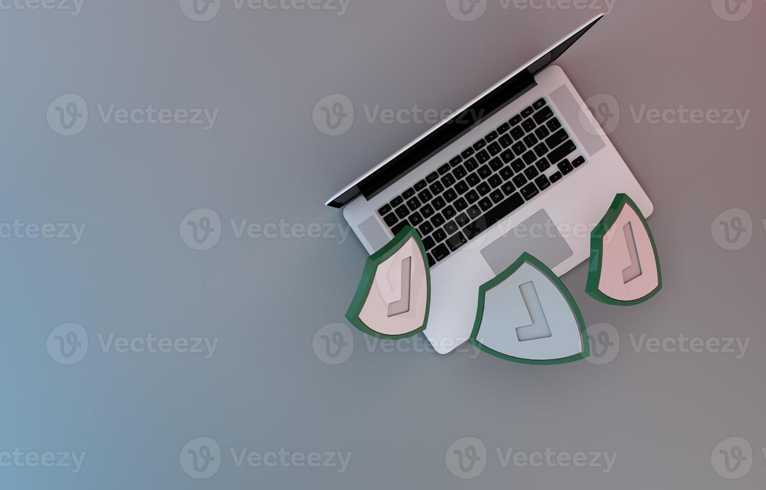 Computer data protection SSL certificate internet communication protocol and cyber security. Privacy Security 3D Render photo