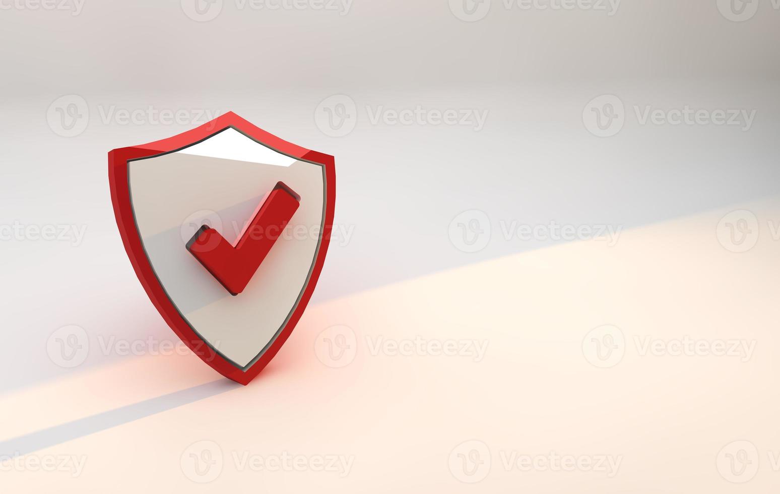 Shield Security icon red color SSL certificate internet communication protocol and cyber security. 3D Render photo