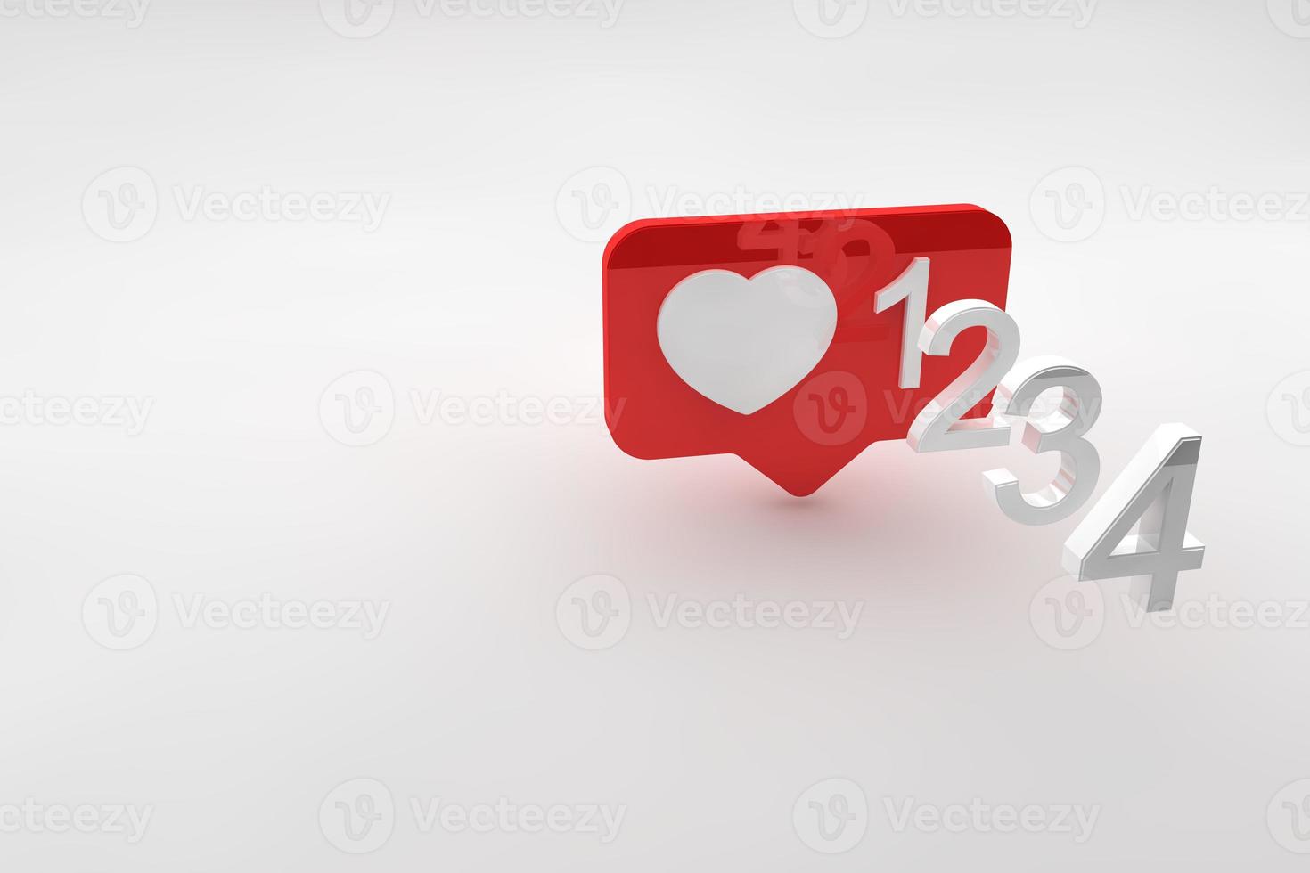 render 3d de notificación de contador de amor foto