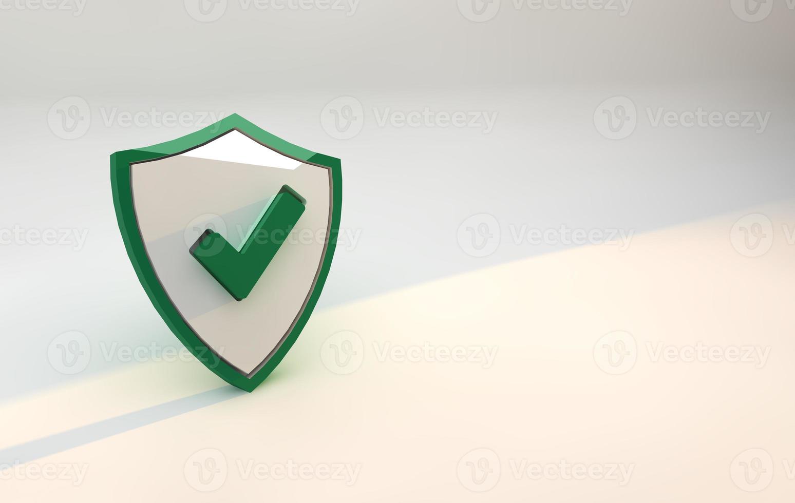 escudo seguridad icono verde color 3d render foto