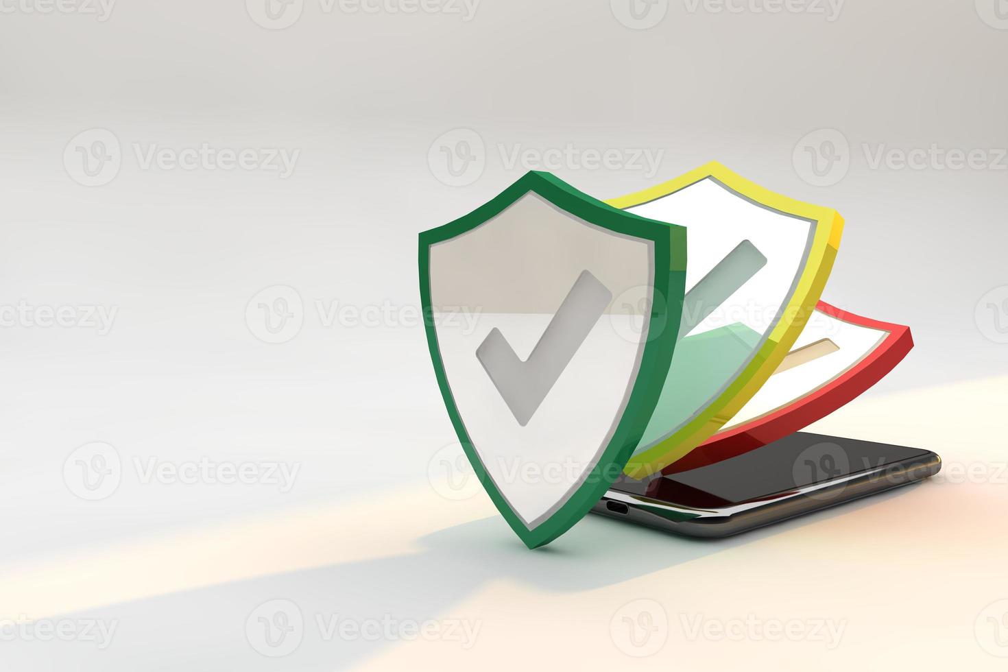 concepto de seguridad cibernética, protección de teléfonos inteligentes. certificado ssl protocolo de comunicación de internet y ciberseguridad 3d render foto