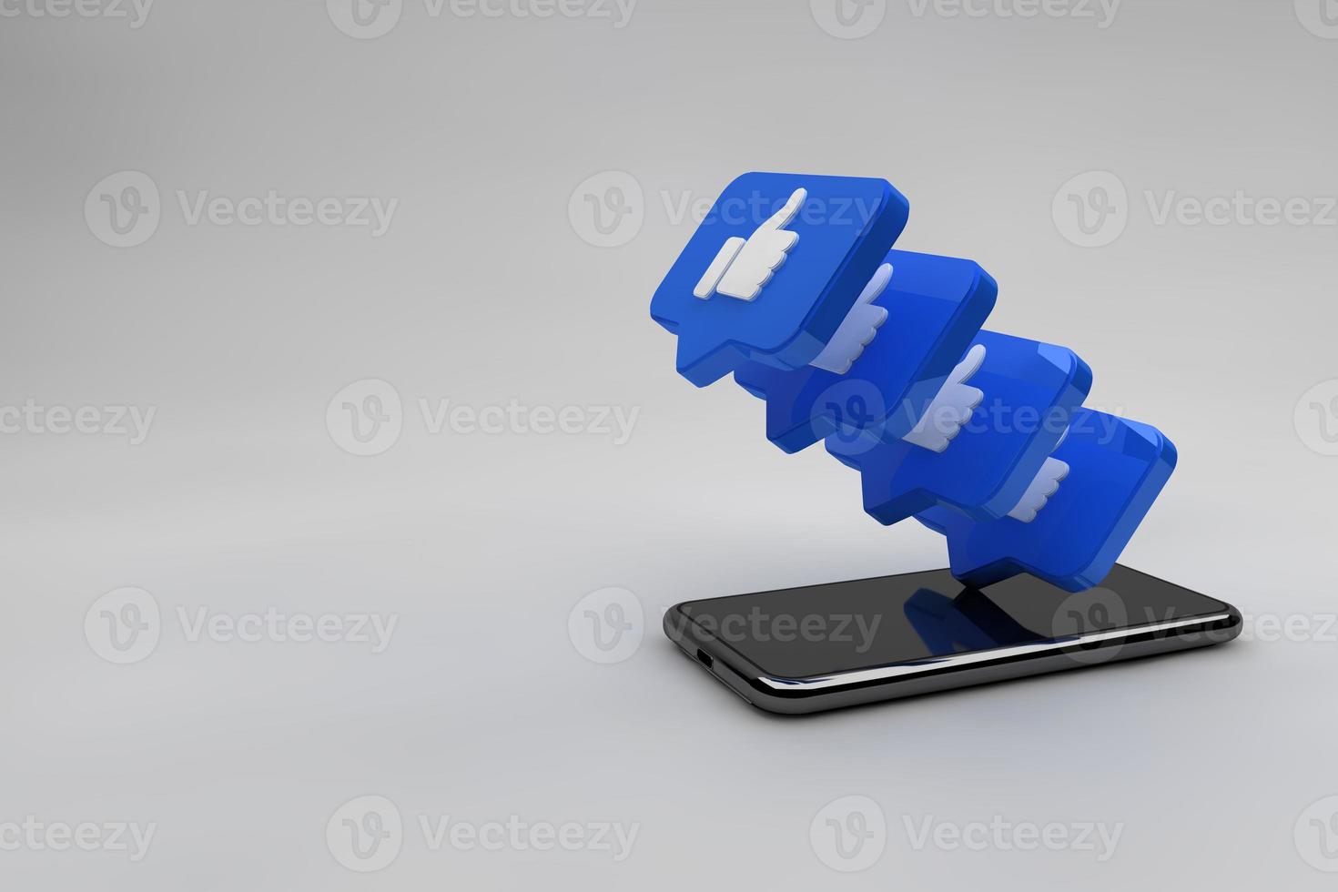 smartphone notification like social media symbol render 3D photo