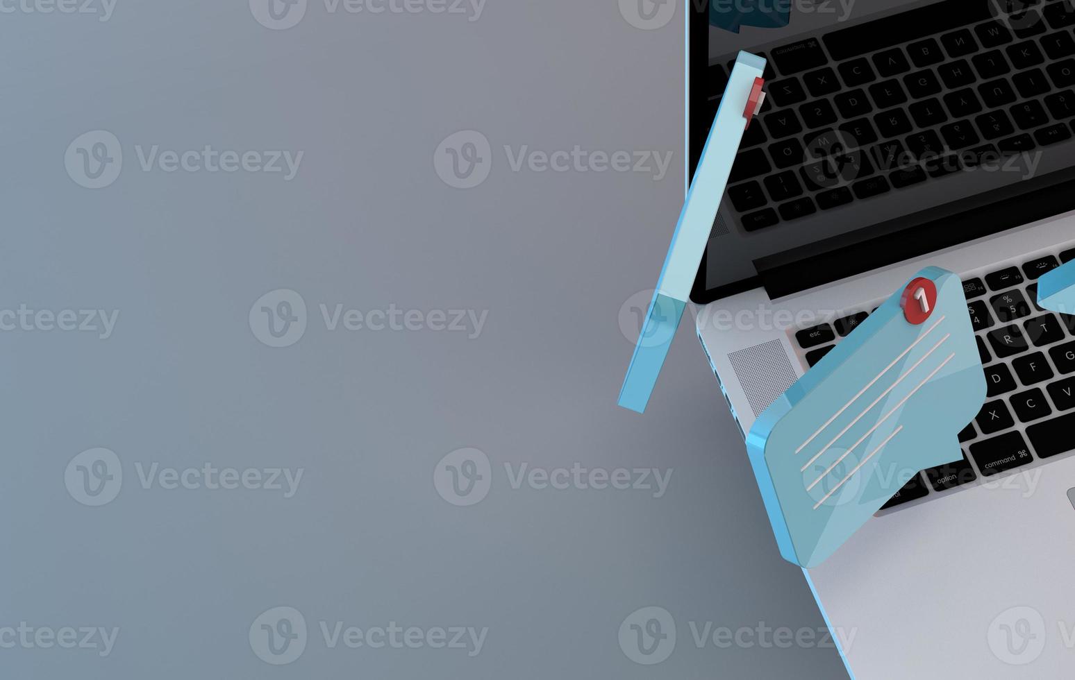 New message Notification on the computer 3D photo