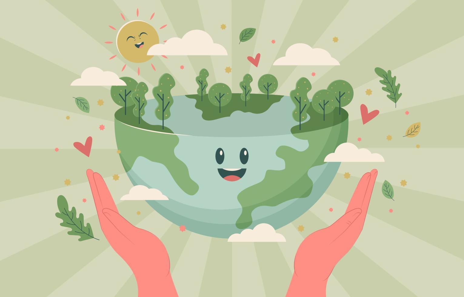 World Environment Day with Cute Earth vector