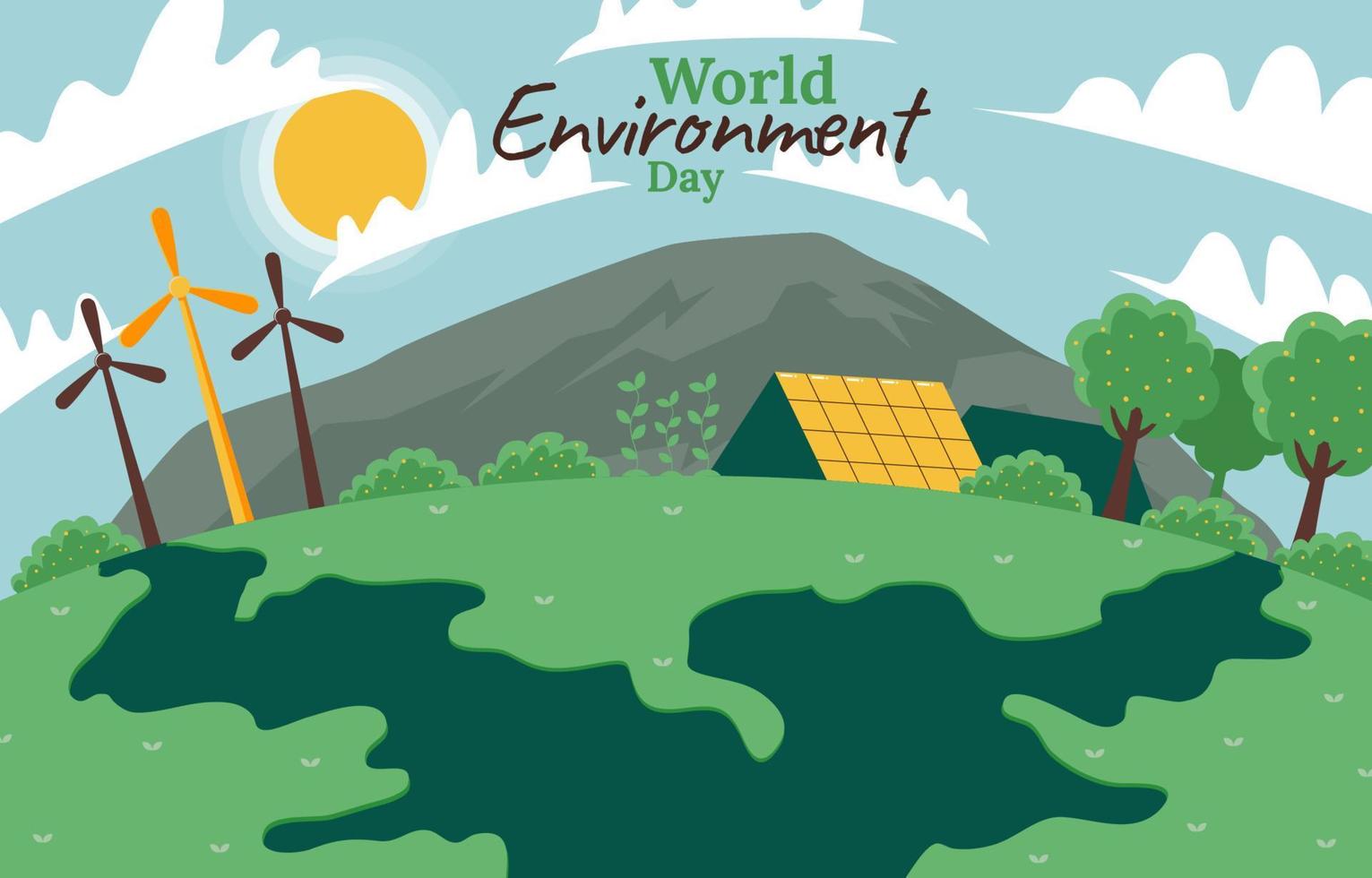 World Environment Day with Nature Panorama Concept vector