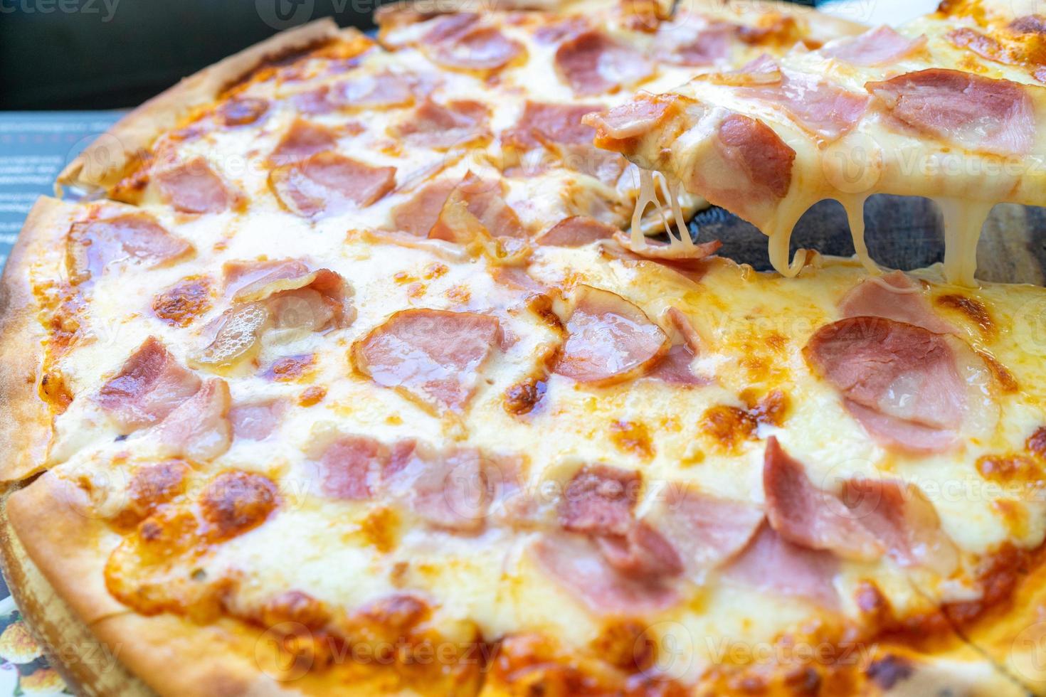 Closeup pizza with copy space photo