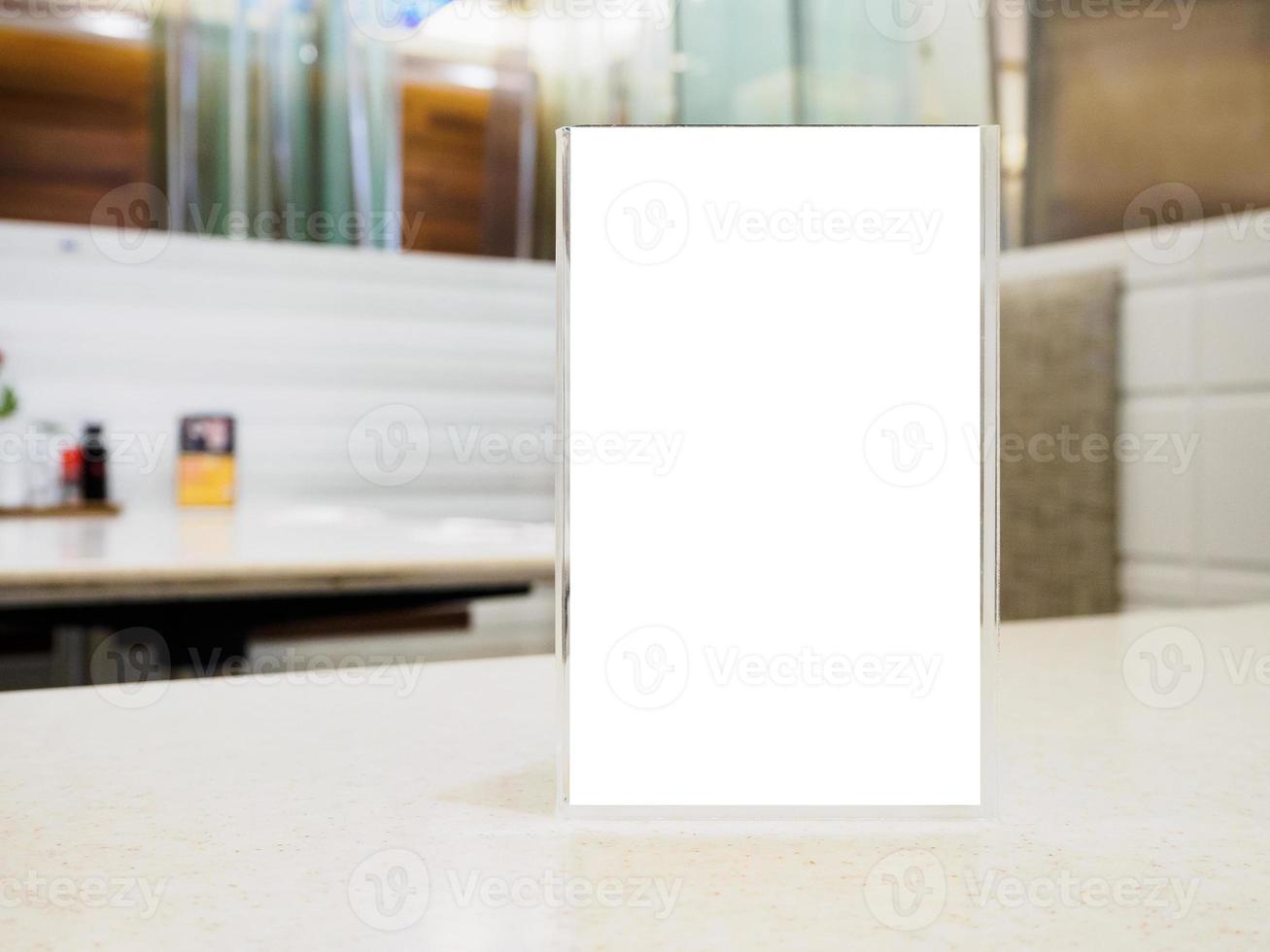 Blank Menu frame on Table in cafe restaurant photo