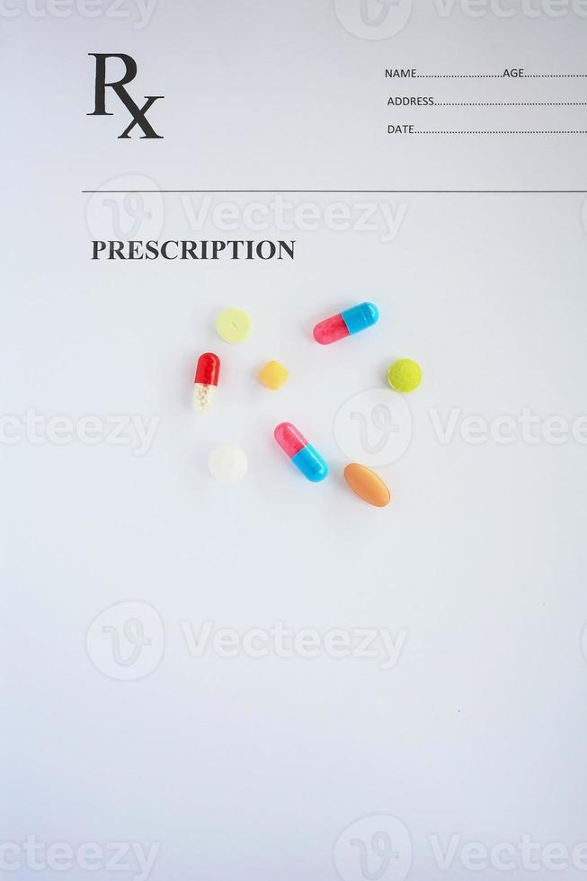 Pills on a Prescription Form photo