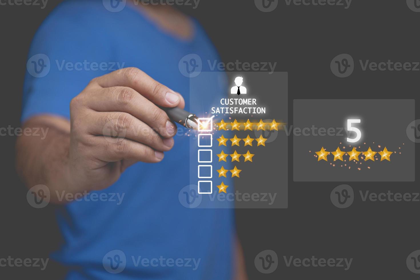 Customers give can rating to service experience online. Satisfaction feedback survey concept, User can evaluate the quality of service leading to reputation ranking of the business. photo