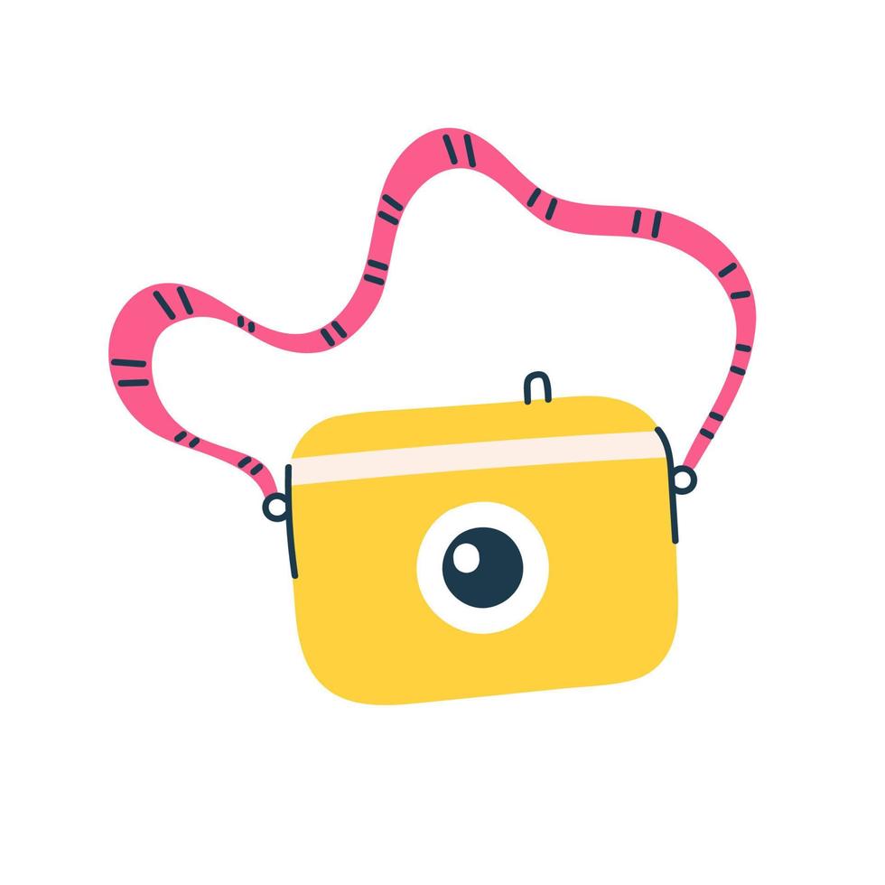 A camera in a trendy doodle style. A bright object for summer holidays vector