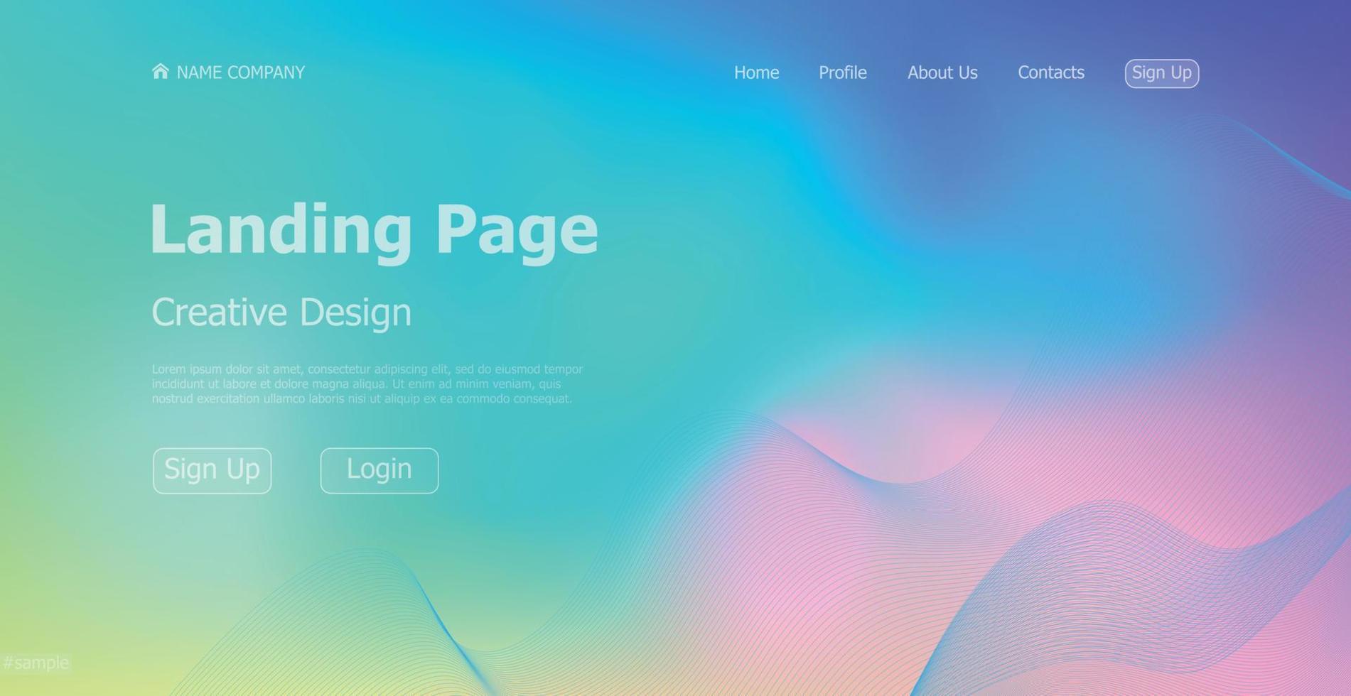 Gradient light web template landing page digital website landing page design concept - Vector