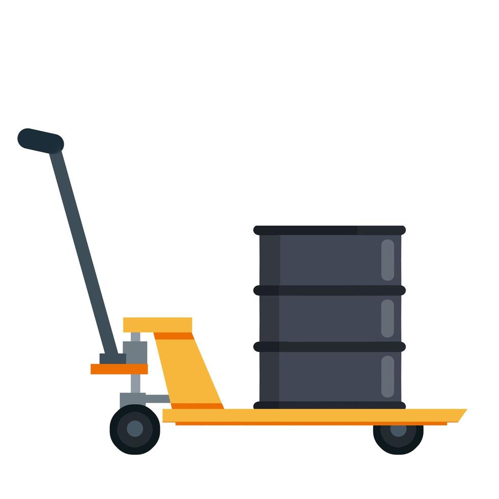 Cart with barrel of oil. Industrial shipping vector