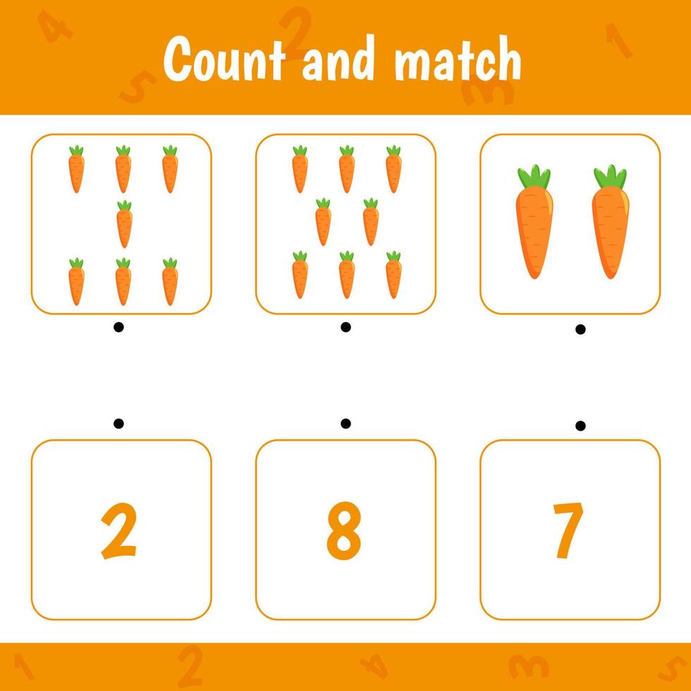 Count and match. Carrots vector