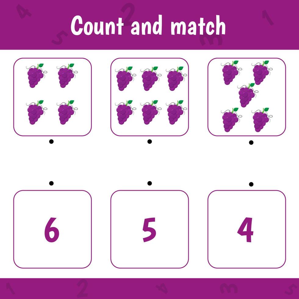 Count and match. Grape vector