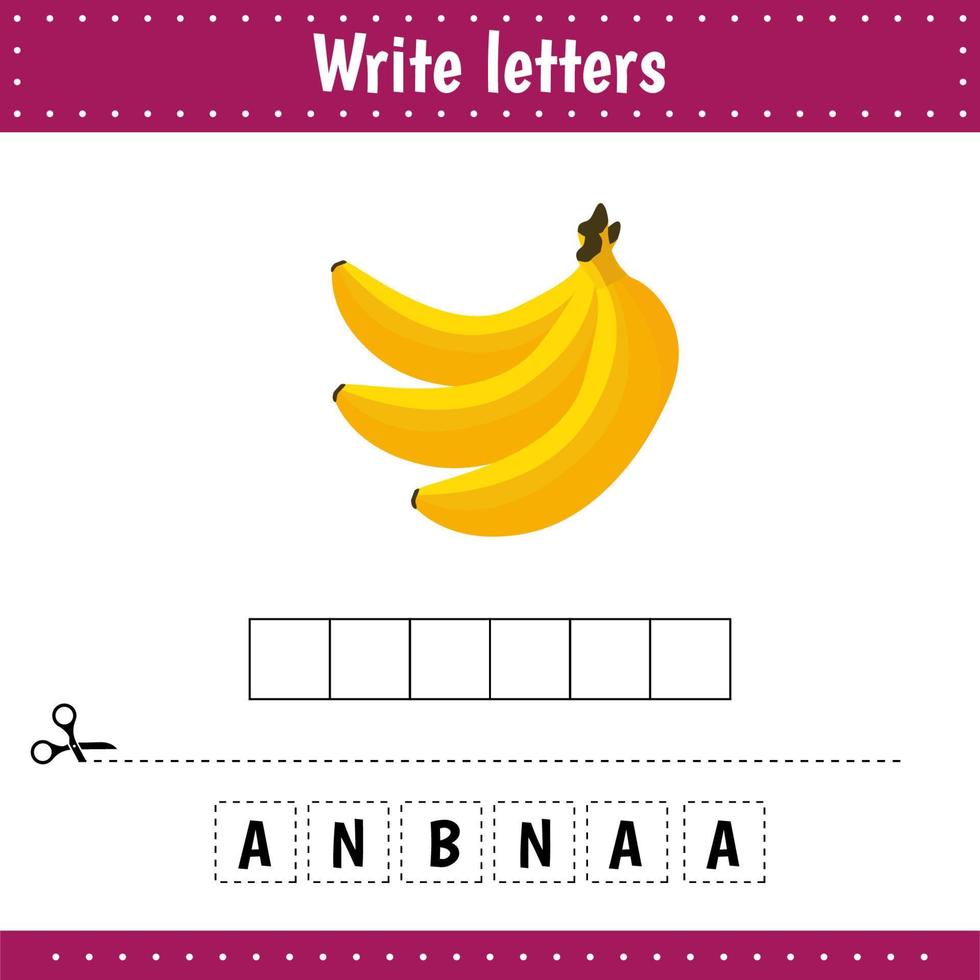 Crossword. Guess the word. Banana vector