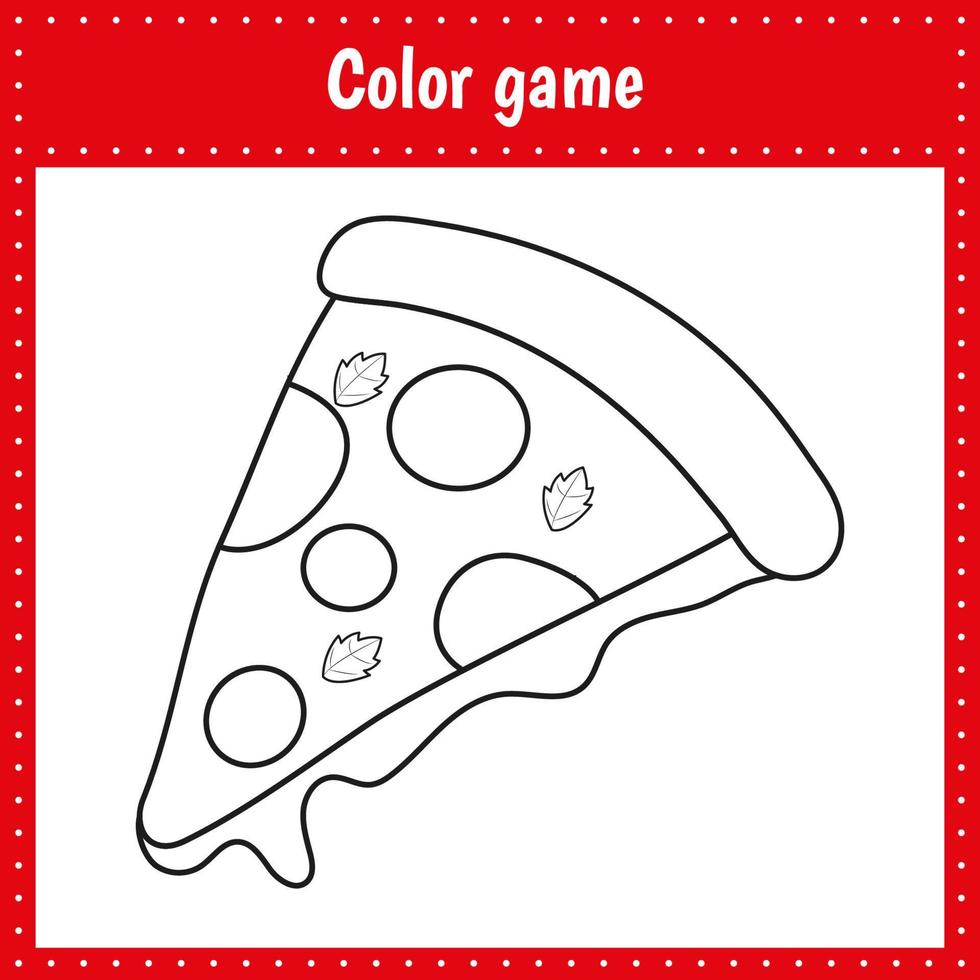 Coloring page of a pizza for kids vector