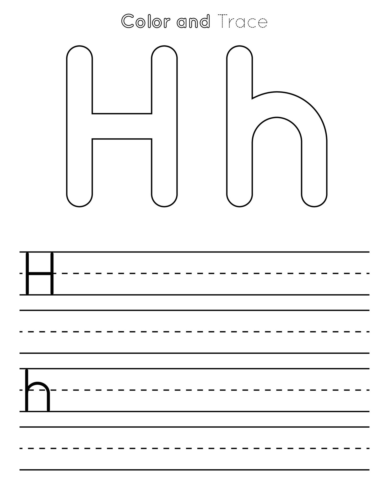 Printable A4 Size Uppercase Letters H Worksheet 5