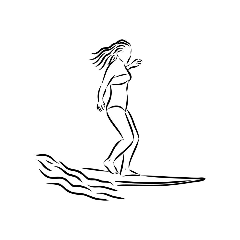 surfing vector sketch