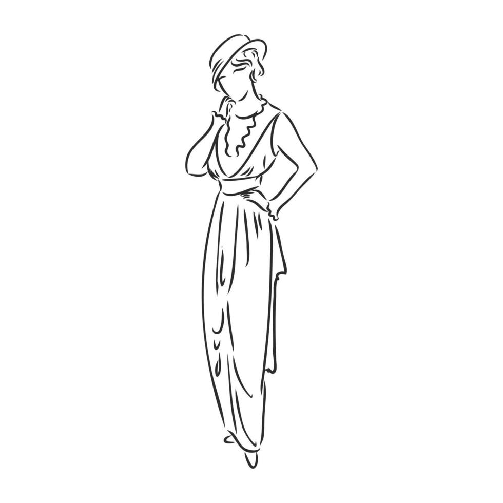 retro dress vector sketch