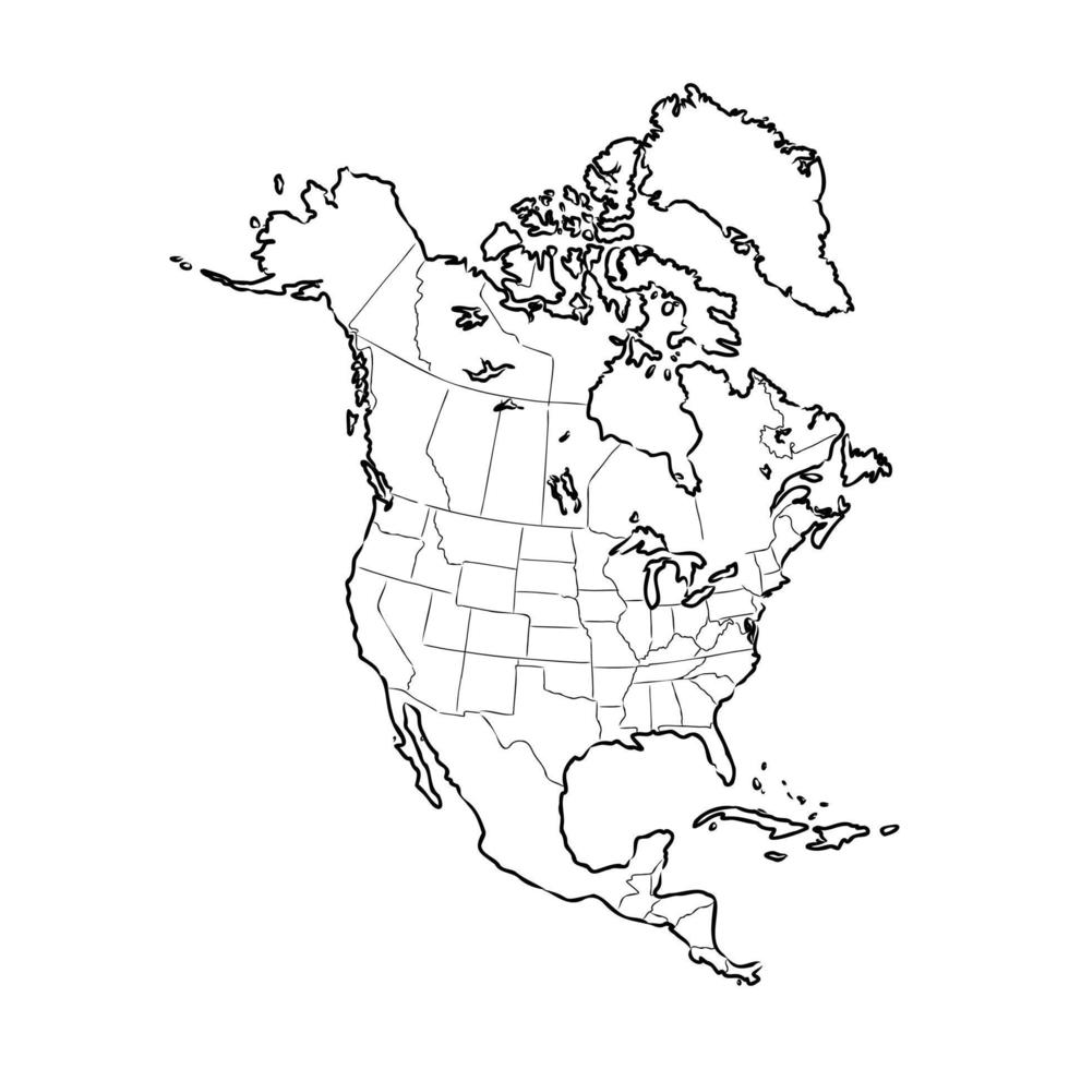 north america map vector sketch
