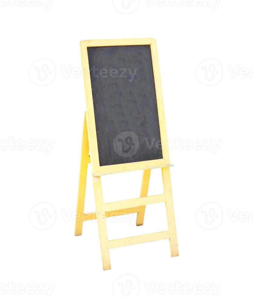 Empty menu board stand sign isolated on white photo