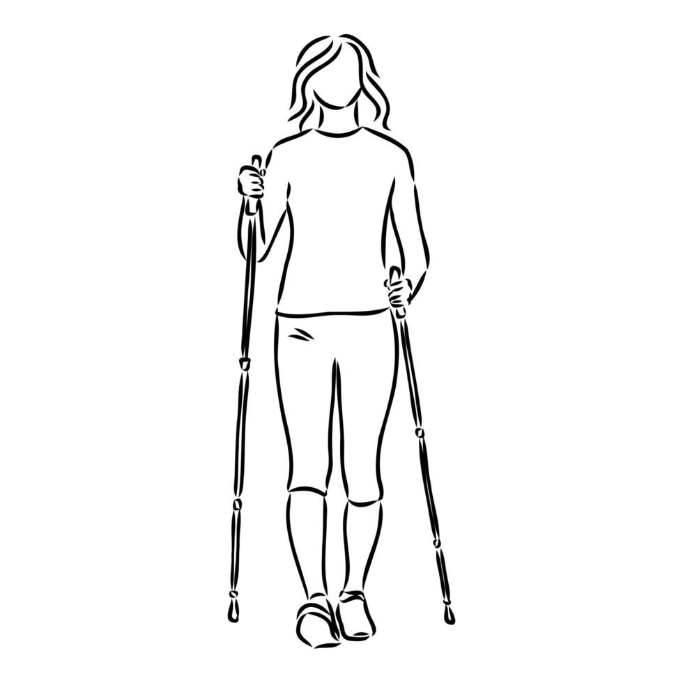 scandinavian walking vector sketch