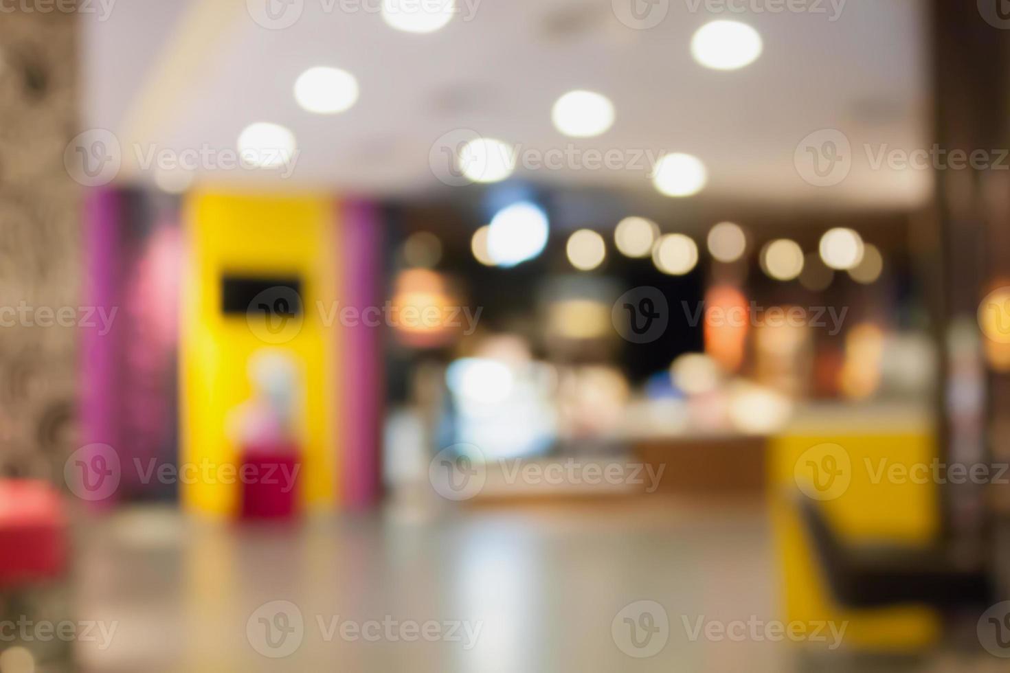 Coffee shop cafe blurred background with bokeh photo