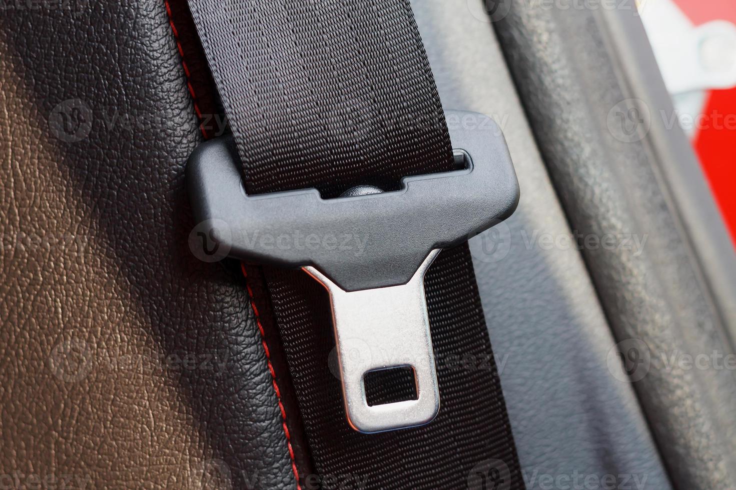 close up seat belt in modern car photo