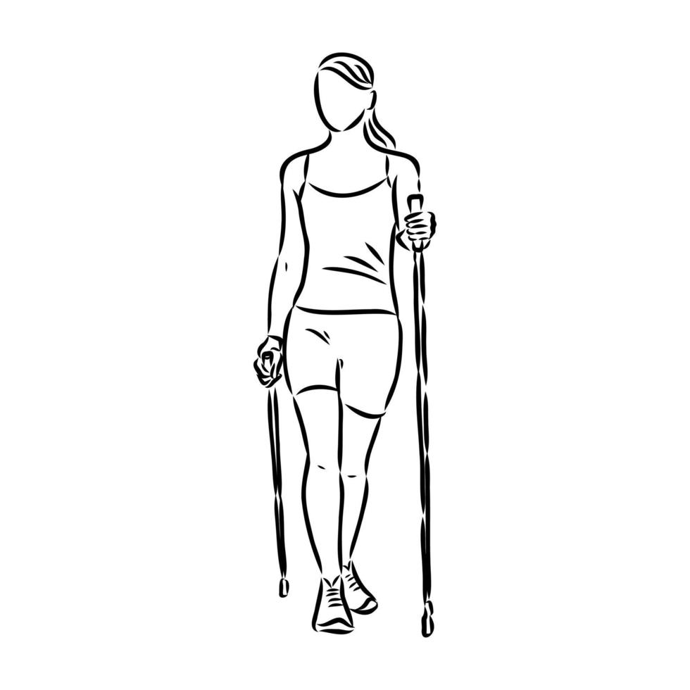 scandinavian walking vector sketch