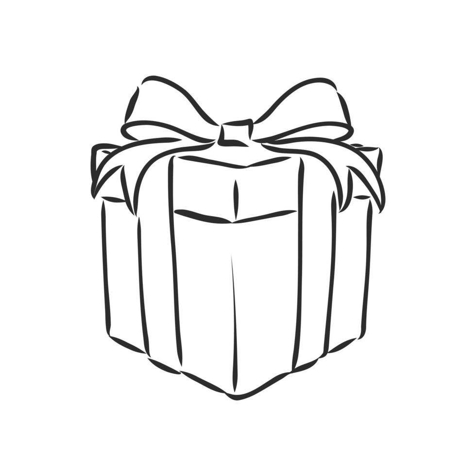 bosquejo del vector de la caja de regalo