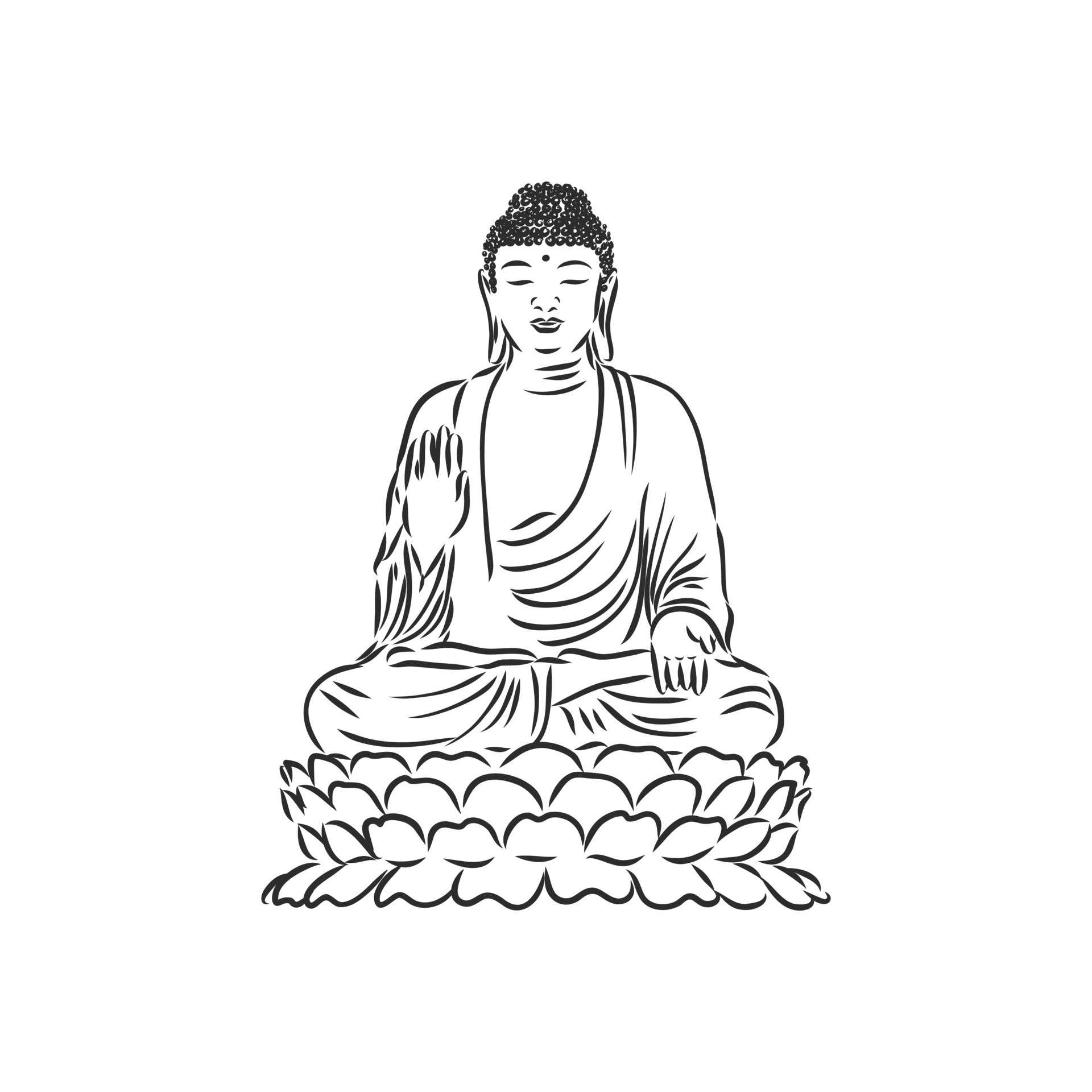 Download HD Buddhist Drawing Stencil - Buddha Drawing Png Transparent PNG  Image - NicePNG.com