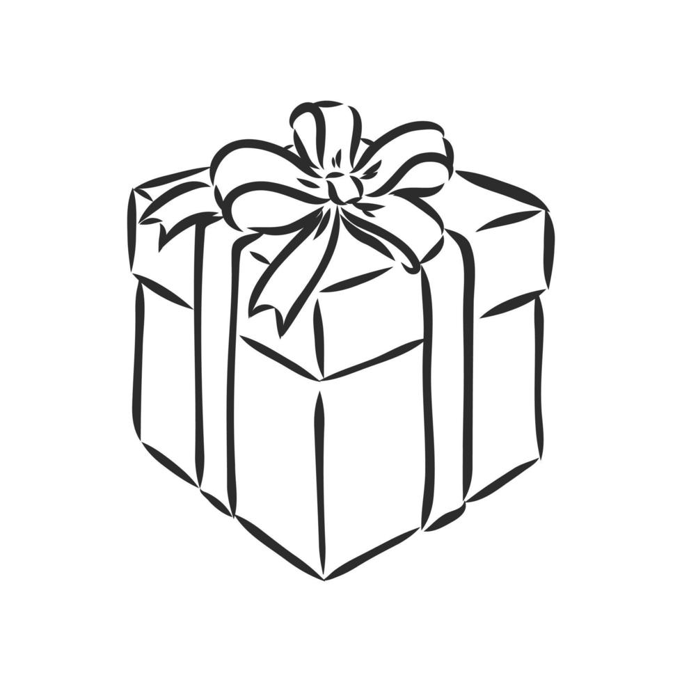 bosquejo del vector de la caja de regalo