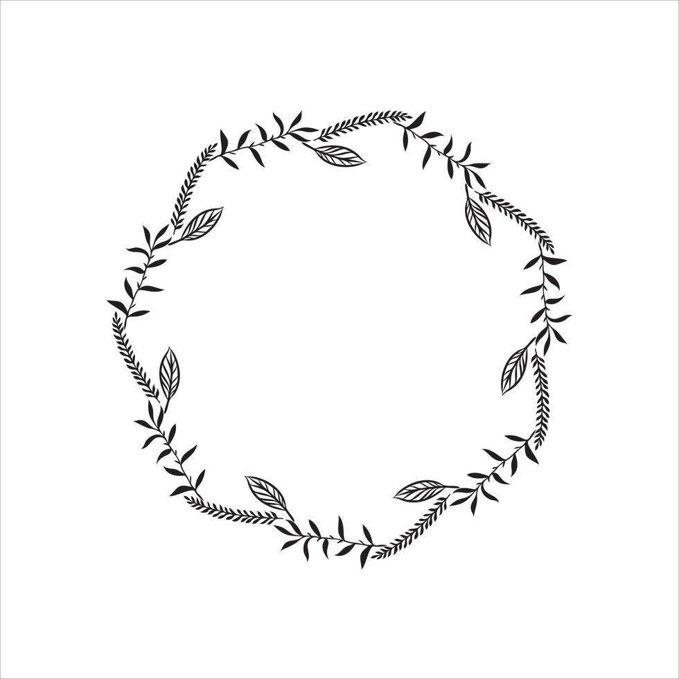 bosquejo de vector de marco de flor redonda