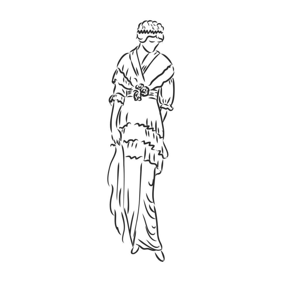 retro dress vector sketch