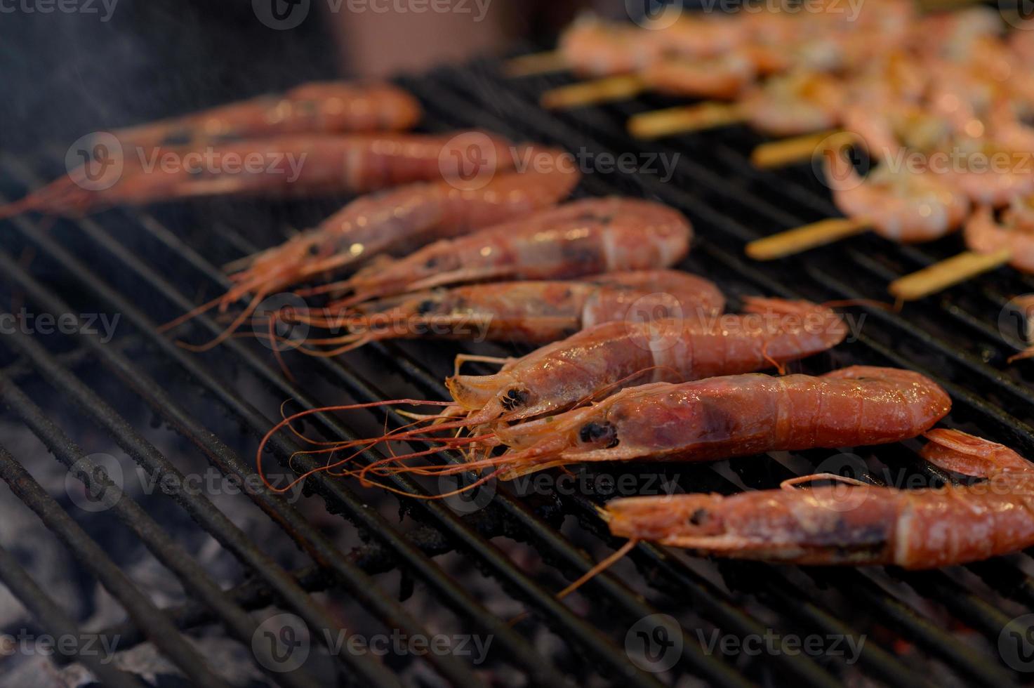Grilled shrimp at the street food festival. photo