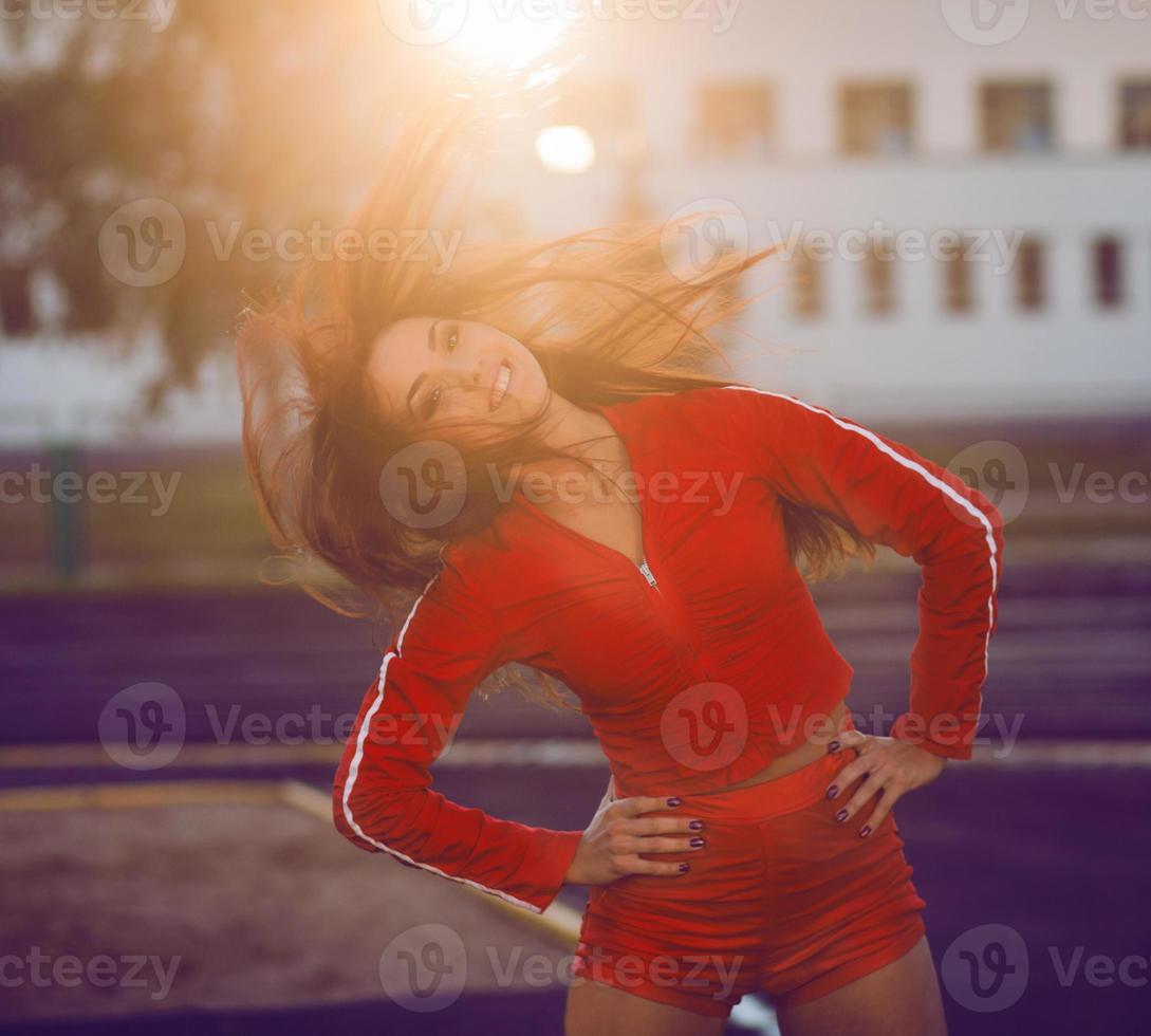 sporting brunette woman photo