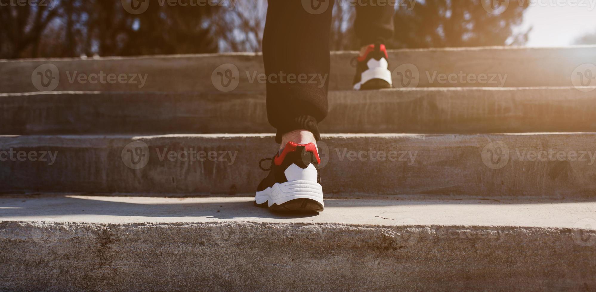 male athlete on the stairs photo