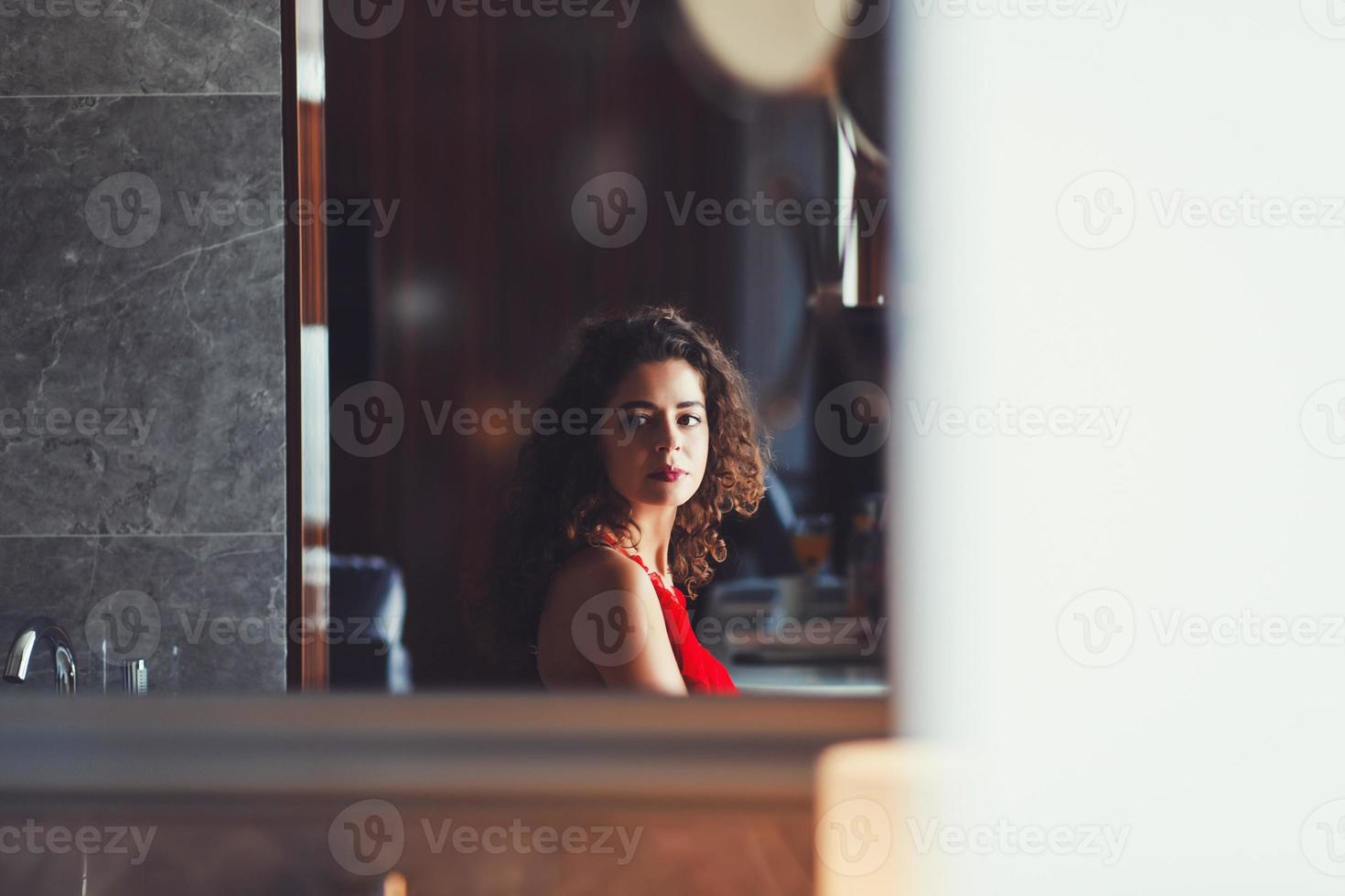 portrait curly woman photo